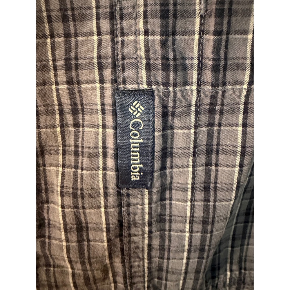 Columbia Mens Plaid Long Sleeve Button Down Shirt Blue Grey Medium Outdoor Work - Picture 4 of 11